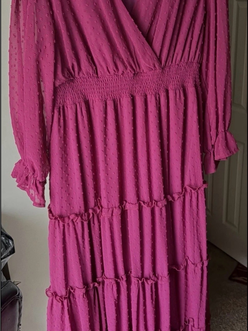 Women’s Fuchsia Tiered Midi Dress by